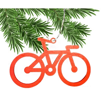 Országúti kerékpár - fa karácsonyfadísz | Piros