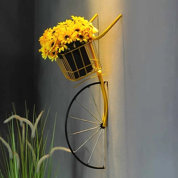 Fali virágtartó kerékpár - Sárga