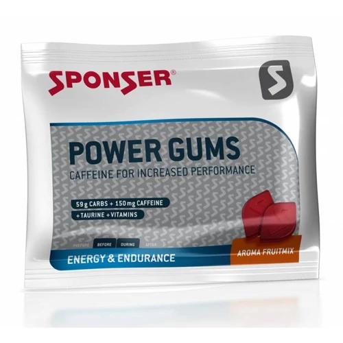 SPONSER Power Gums Gumicukor Koffeinnel 75 g | Vegyes Gyümölcsös