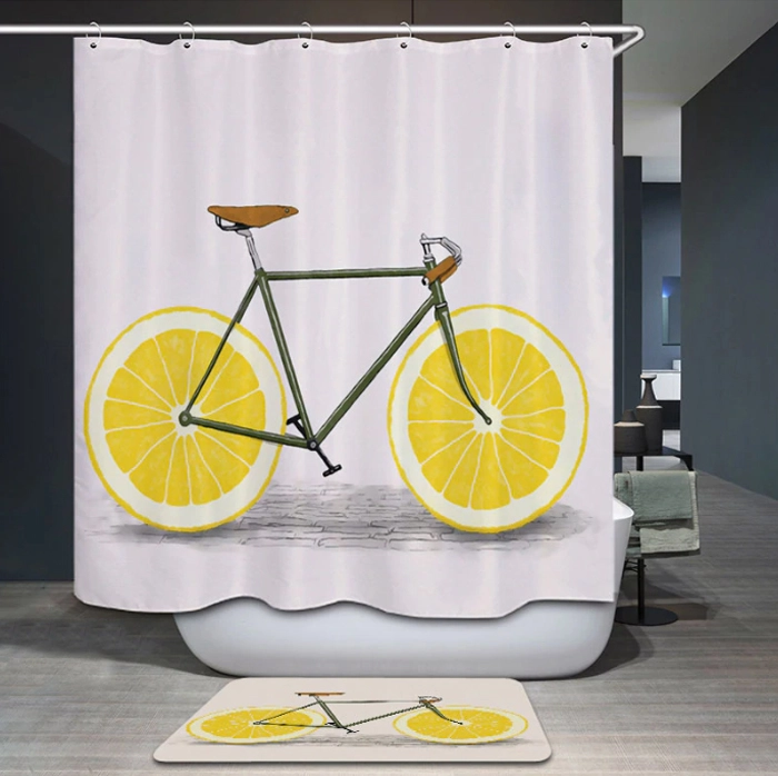 Kerékpáros citromos zuhanyfüggöny
